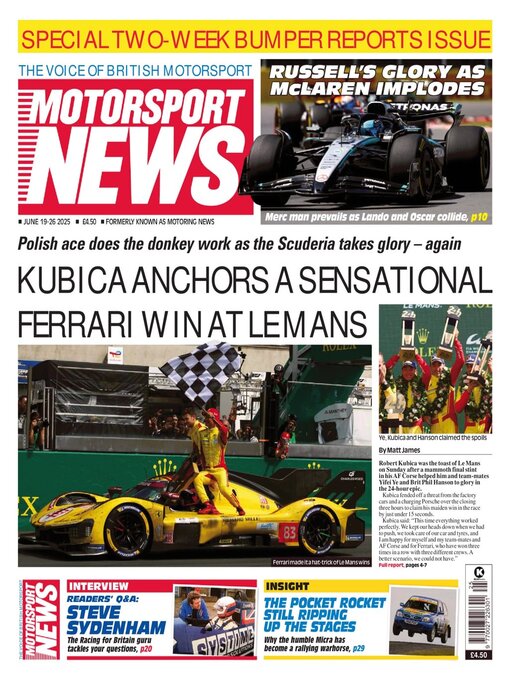 Title details for Motorsport News by Kelsey Publishing Ltd - Available